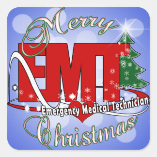 Sticker Carré Technicien Médicale d'urgence EMT CHRISTMAS