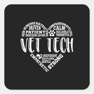 Sticker Carré Technicien vétérinaire, technicien vétérinaire, te