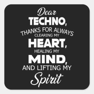 Sticker Carré Techno Music DJ Electro Rave Festival Idée cadeau