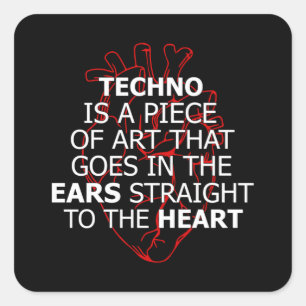 Sticker Carré Techno Music DJ Rave Electro Festival Idée cadeau
