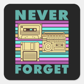 Sticker Carré Technologie 80s Disquette Boom Box Gen X