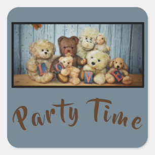 Sticker Carré Teddy avec des amis