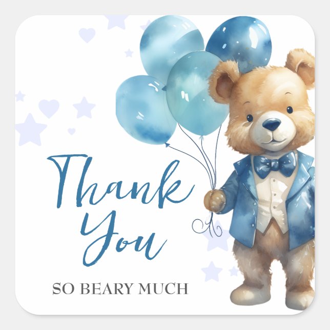 Sticker Carré Teddy Bear Merci (Devant)