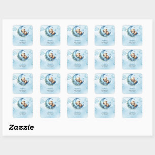 Sticker Carré Teddy Bear Sur Le Baby shower Lune