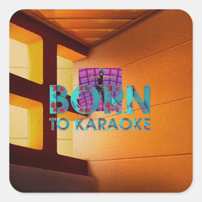 Sticker Carré TEE Born to Karaoke (Devant)