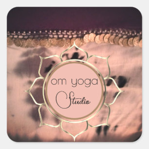 Sticker Carré Teinture rose Blush OM Lotus Logo d'entreprise