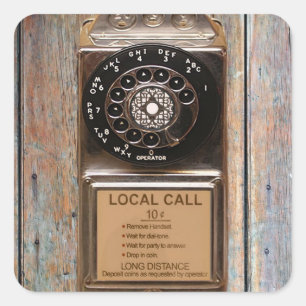 Sticker Carré Téléphone antique rotatif payant rude