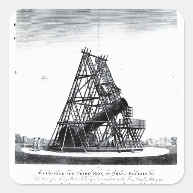 Sticker Carré Télescope de quarante pieds de William Herschel (Devant)