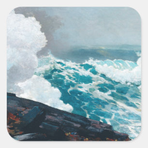 Sticker Carré Tempête sur la peinture de la mer