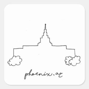 Sticker Carré temple de phoenix arizona croquis simple moderne