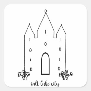 Sticker Carré temple de salt lake city utah simple moderne