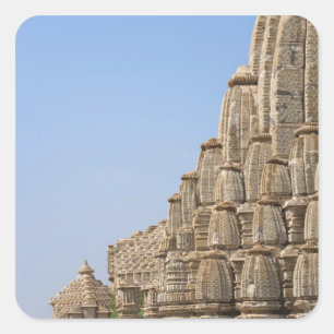 Sticker Carré Temple jaïn dans le fort de Chittorgarh, Inde