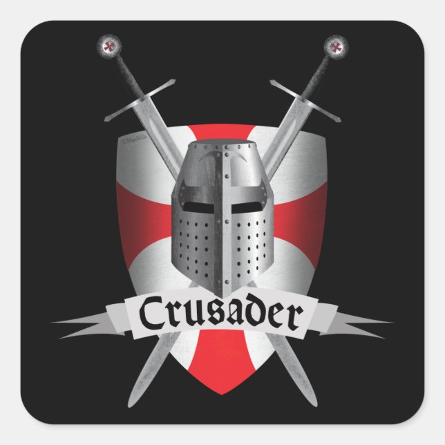 Sticker Carré Templier - Armoiries du Croiseur (Devant)