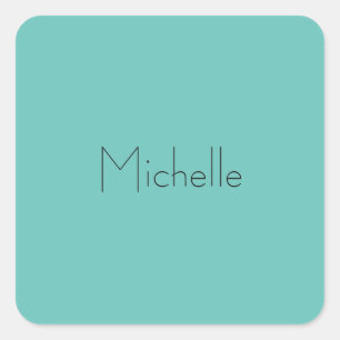 Sticker Carré Tendance Moderne Élégant Simple Bleu Blanc