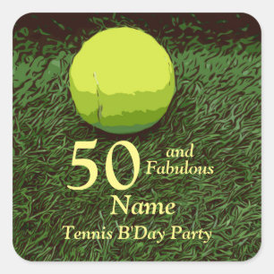 Sticker Carré Tennis 50e et Fabulous Birthday Party