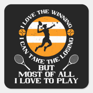Sticker Carré Tennis - J'Aime Gagner J'Aime Jouer