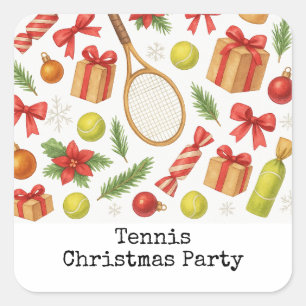 Sticker Carré Tennis Noël thème avec cadeaux