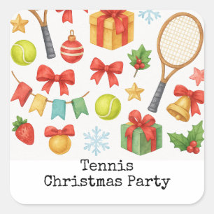 Sticker Carré Tennis Noël thème avec cadeaux