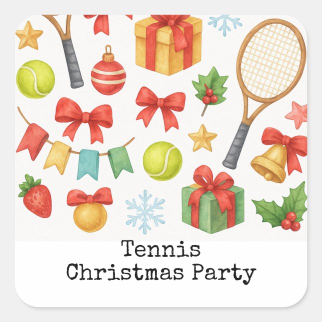 Sticker Carré Tennis Noël thème avec cadeaux (Devant)