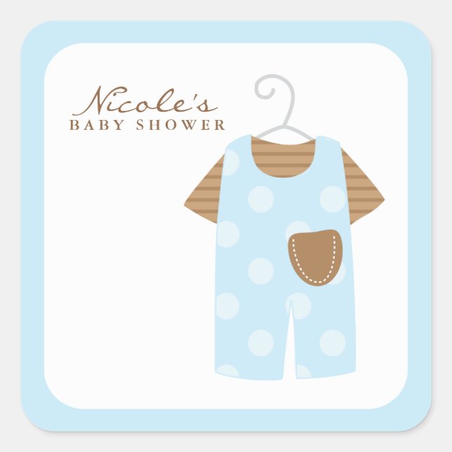 Sticker Carré Tenue Bébé Bleue (Devant)