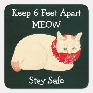 Sticker Carré Tenue En Chat 6 Pieds Éparpillés