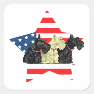 Sticker Carré Tériers écossais patriotiques sur étoile