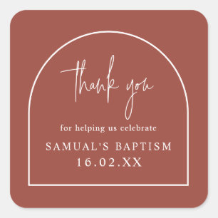 Sticker Carré Terracotta Arc Moderne Minimal Christening Favoris