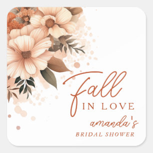 Sticker Carré Terracotta Floral Automnal Amour Mariage