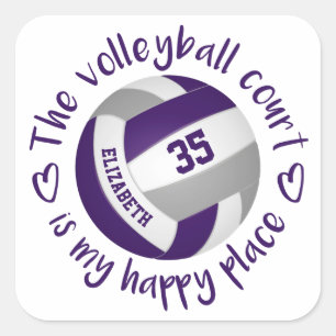 Sticker Carré terrain de volley-ball violet gris filles mon endr