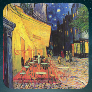 Sticker Carré Terrasse de café la nuit par Vincent van Gogh