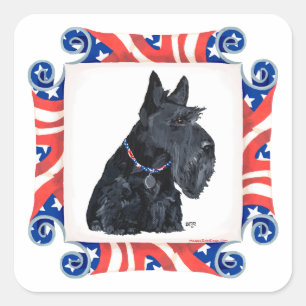 Sticker Carré Terrier écossais patriotique