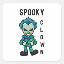 Sticker Carré Terrifiant Clown, Clowncore