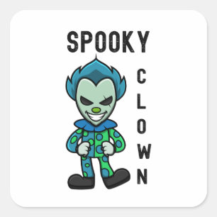 Sticker Carré Terrifiant Clown, Clowncore