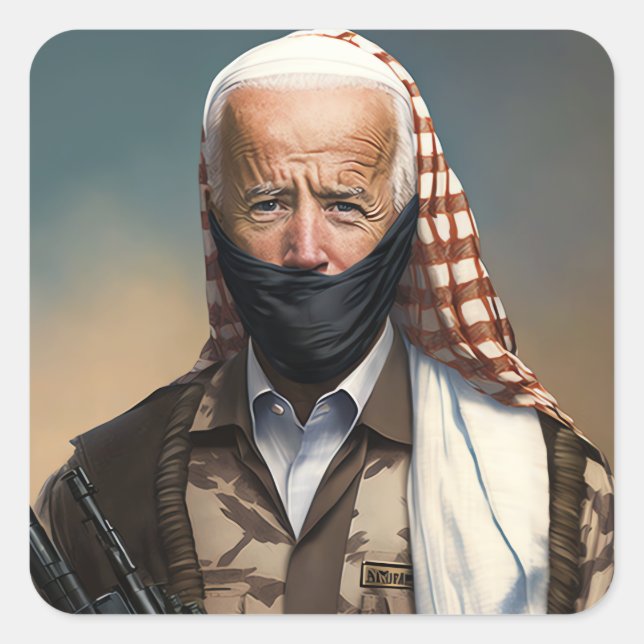 Sticker Carré Terroriste Joe Biden (Devant)