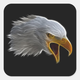 Sticker Carré Tête américaine criarde d'Eagle chauve
