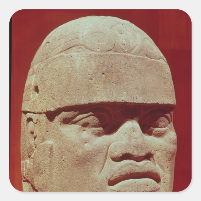 Sticker Carré Tête colossale, Olmec (Devant)