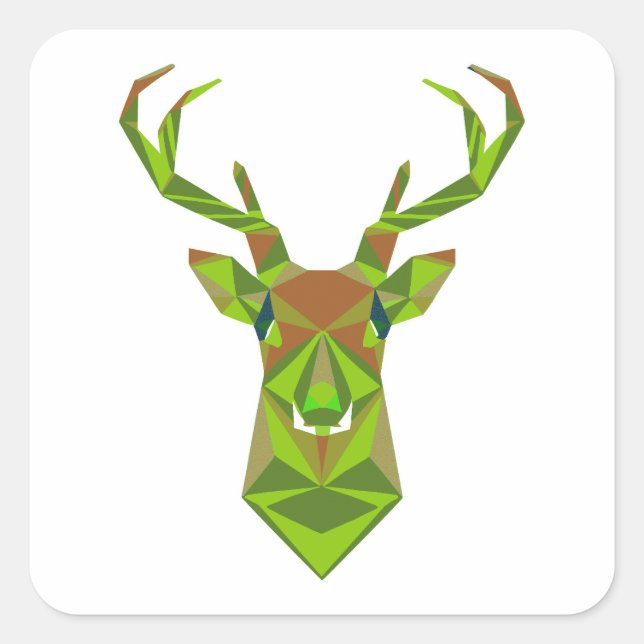 Sticker Carré Tête de cerf géométrique Camo (Devant)