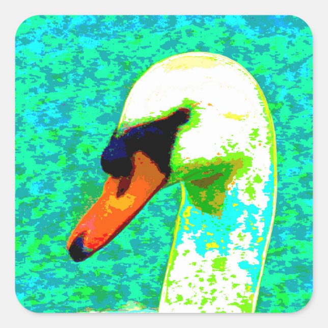 Sticker Carré Tête de cygne blanche majestueuse (Devant)