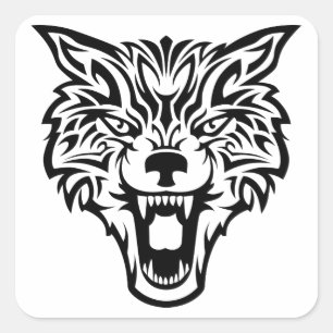 Sticker Carré Tête de loup