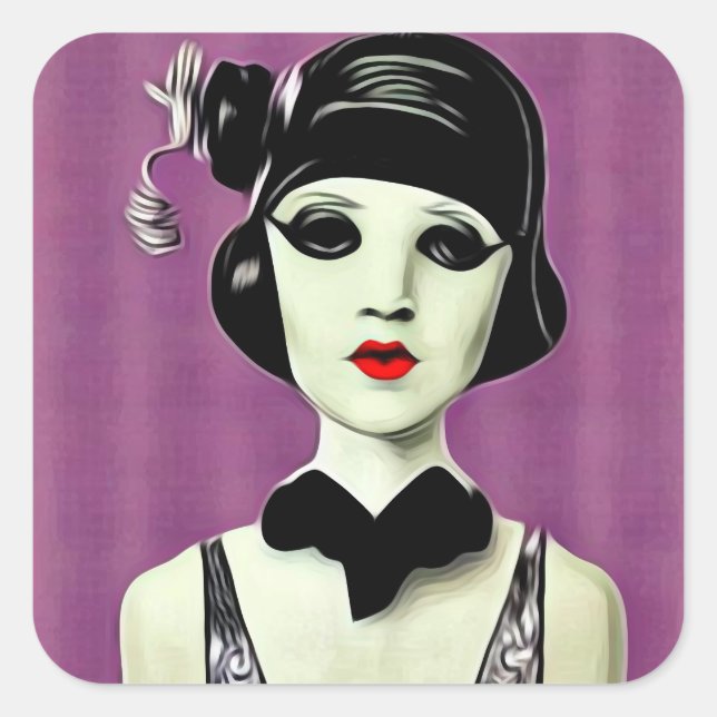 Sticker Carré Tête de mannequin Art déco en papier peint (Devant)