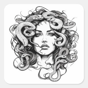 Sticker Carré Tête de Medusa