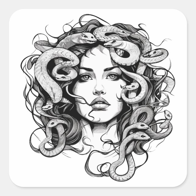 Sticker Carré Tête de Medusa (Devant)