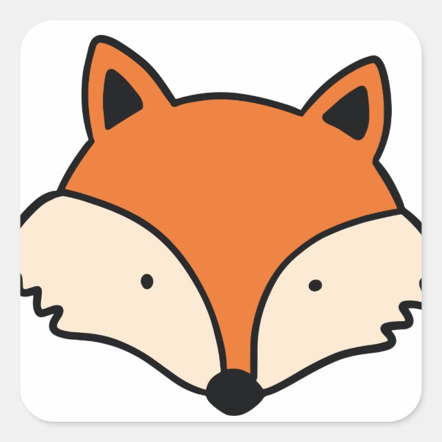 Sticker Carré Tête de renard simple (Devant)