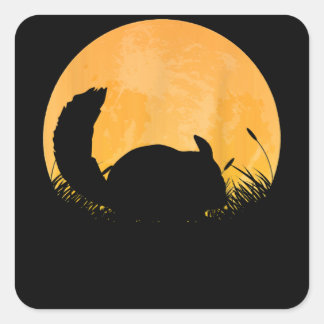 Sticker Carré Tête de rongeur de Chinchilla Easy Halloween
