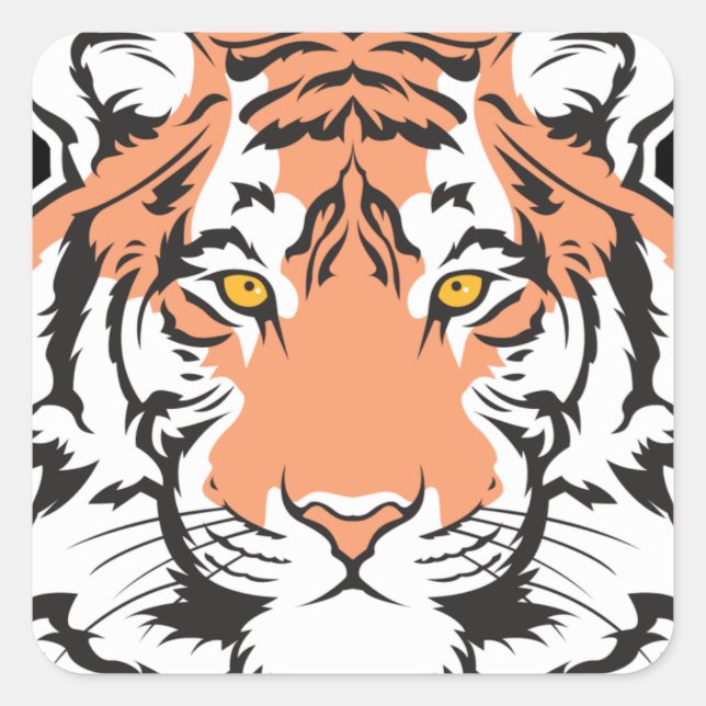 Sticker Carré tête de tigre du bengale (Devant)