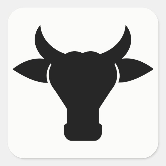 Sticker Carré Tête de vache Silhouette (Devant)