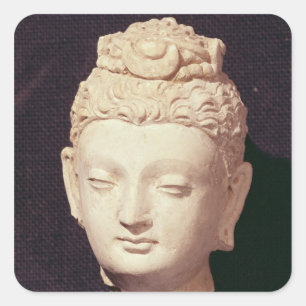 Sticker Carré Tête d'un Bouddha, style Greco-Bouddhiste