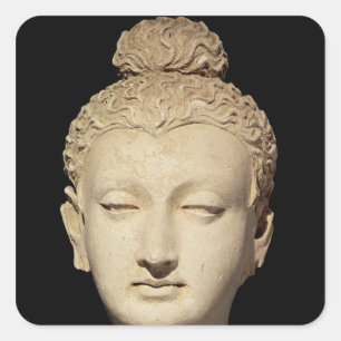 Sticker Carré Tête d'un Bouddha, style Greco-Bouddhiste