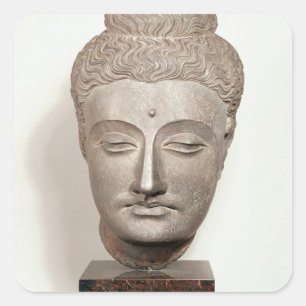 Sticker Carré Tête d'une statue du Bouddha, de
