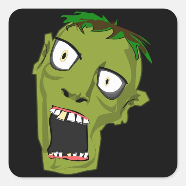 Sticker Carré tête zombie (Devant)